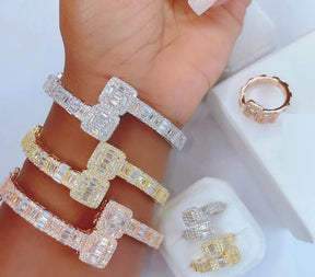 Square Zircon Charm Bracelet